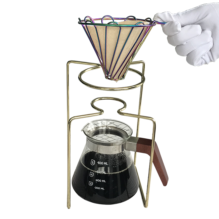 カフェのための木製ホルダーが付いているクッコメイの銅線のコーヒーの乾いた紙のスタンド