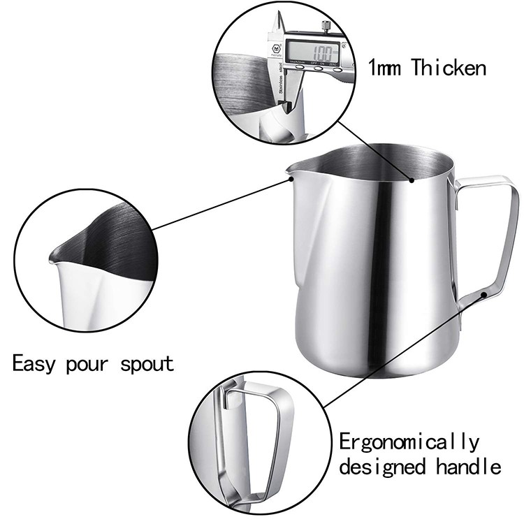 350ml / 600ml / 900ml（12oz / 20oz / 32oz）ミルク泡立てピッチャーステンレス鋼ミルクジャグカップ研磨プロセス