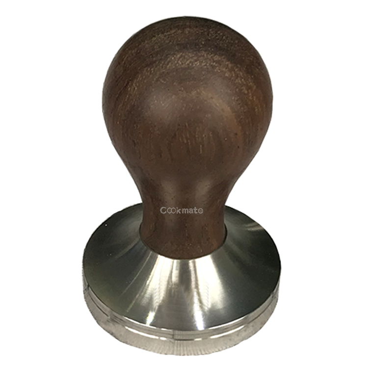 クッコメイの木製ハンドルフラットベース丈夫な茶色のタンパーコーヒープルエスプレッソ洗えるタンパー